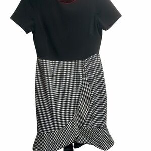 Shelby & Palmer Classic Black and Houndstooth Midi Dress